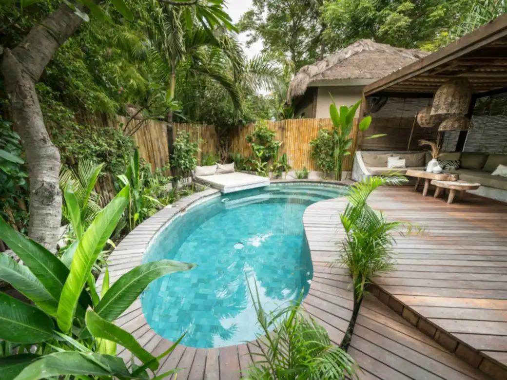 Biệt thự hồ bơi giữa vườn cây, trả được bằng thẻ quà tặng nghỉ dưỡng resort loại thẻ giá trị